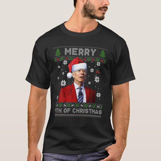 Santa Joe Biden Glückwunsch 4. Juli Ugly Weihnacht T-Shirt (Vorderseite)