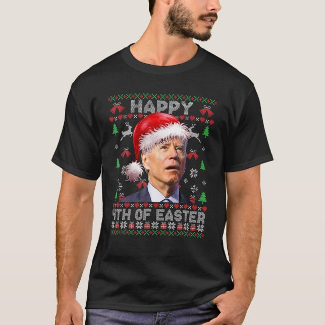 Santa Joe Biden Glückwunsch 4. Ostern Ugly Weihnac T-Shirt (Vorderseite)