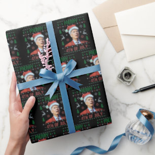 Santa Joe Biden Happy 4. Juli Ugly Weihnachten Geschenkpapier