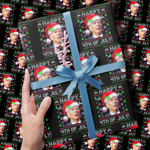 Santa Joe Biden Happy 4. Juli Ugly Weihnachten Geschenkpapier