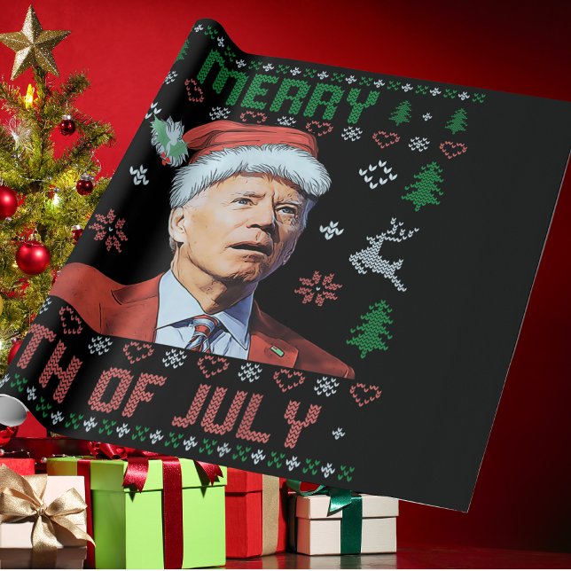 Santa Joe Biden Happy 4. Juli Ugly Weihnachten Geschenkpapier (Von Creator hochgeladen)