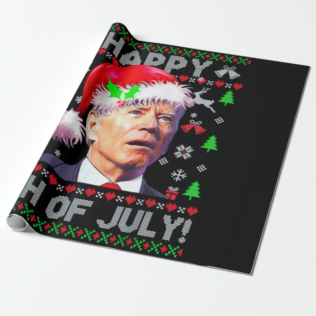 Santa Joe Biden Happy 4. Juli Ugly Weihnachten Geschenkpapier (Ungerollt)