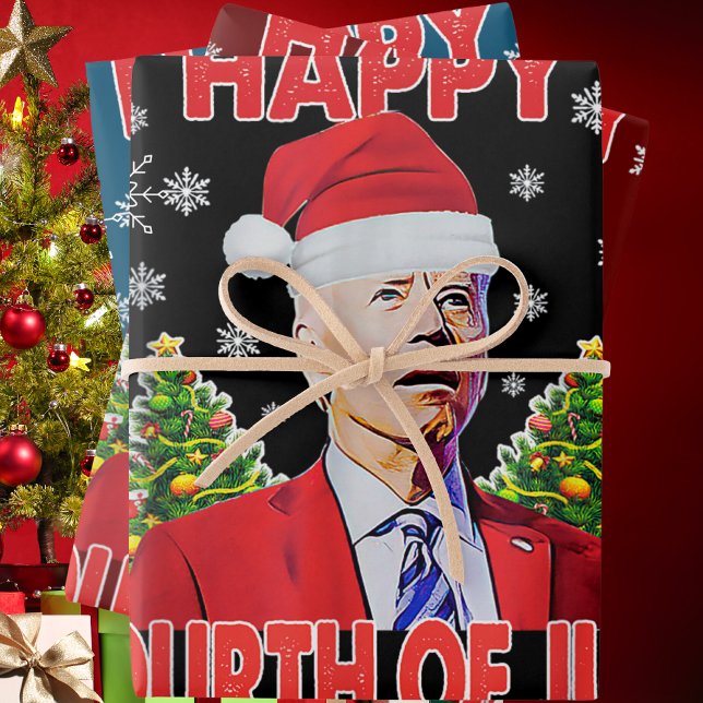 Santa Joe Biden Happy 4. Juli Weihnachten Geschenkpapier Set (Von Creator hochgeladen)
