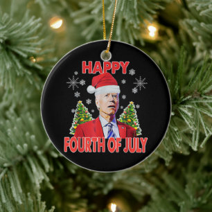 Santa Joe Biden Happy 4. Juli Weihnachten Keramik Ornament