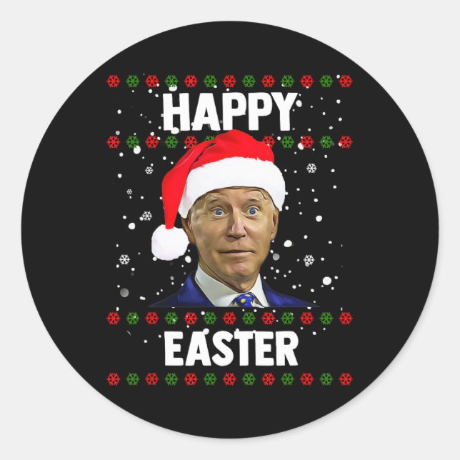 Santa Joe Biden Happy Oaster Ugly Christmas Sweate Runder Aufkleber (Vorderseite)