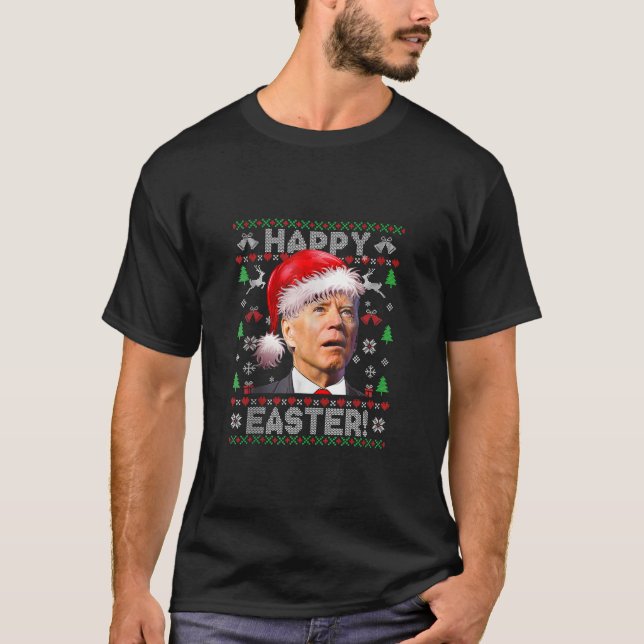 Santa Joe Biden Happy Oaster Ugly Christmas Sweate T-Shirt (Vorderseite)