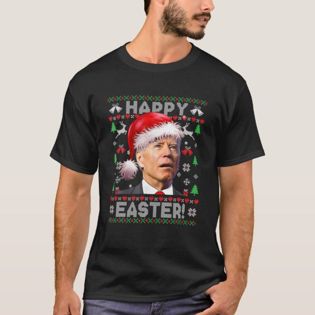 Santa Joe Biden Happy Oaster Ugly Christmas Sweate T-Shirt (Vorderseite)