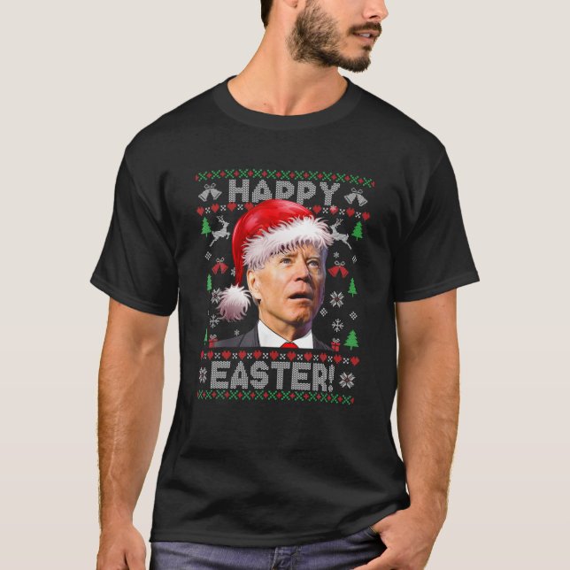 Santa Joe Biden Happy Oaster Ugly Christmas Sweate T-Shirt (Vorderseite)
