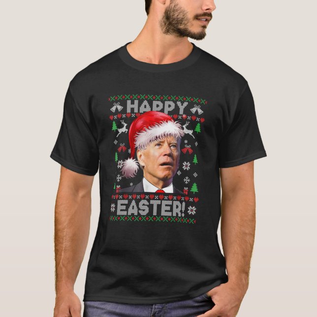 Santa Joe Biden Happy Oaster Ugly Christmas Sweate T-Shirt (Vorderseite)