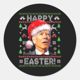 Santa Joe Biden Happy Osterfeier Weihnachten 1 Runder Aufkleber