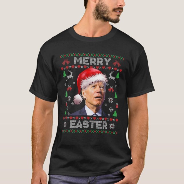 Santa Joe Biden Merry Oaster Ugly Christmas Sweate T-Shirt (Vorderseite)