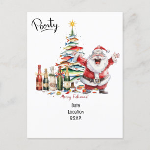 Santa Joins Fishing Fans zu Weihnachten Chef! Einladungspostkarte
