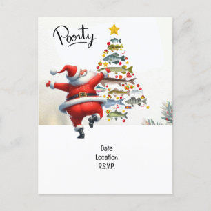 Santa Joins Fishing Fans zu Weihnachten Chef! Einladungspostkarte