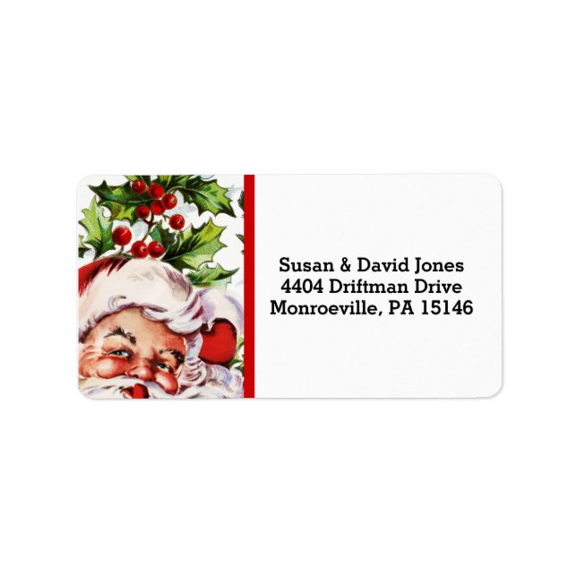 Santa jolly Heilige Mistletoe Vintag Adressaufkleber (Vorne)
