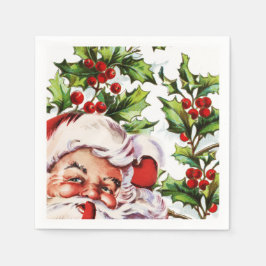 Santa jolly Heilige Mistletoe Vintag Serviette