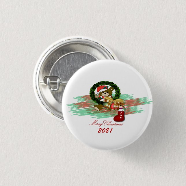 Santa Joy Sock Christmas Abzeichen Button (Vorne & Hinten)