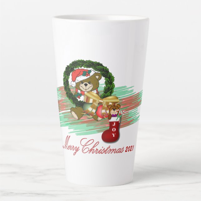Santa Joy Sock Christmas Latte Tasse (Vorderseite)