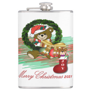Santa Joy Sock Christmas Vinyl Wrapped Flask Flachmann
