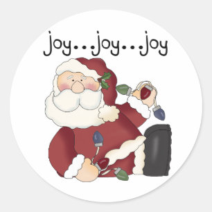 Santa Joy T - Shirt und Geschenke Runder Aufkleber