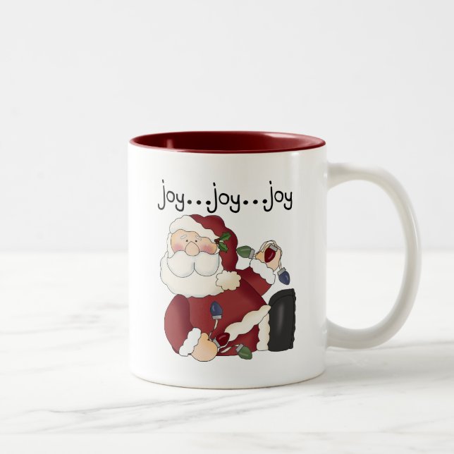 Santa Joy T - Shirt und Geschenke Zweifarbige Tasse (Rechts)