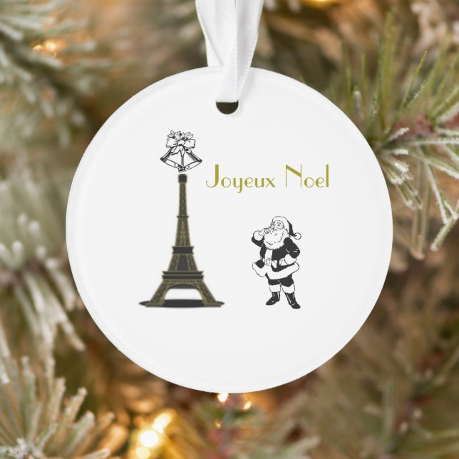 Santa Joyeux Weihnachten Eiffel Tower Paris Weihna Ornament (Baum)