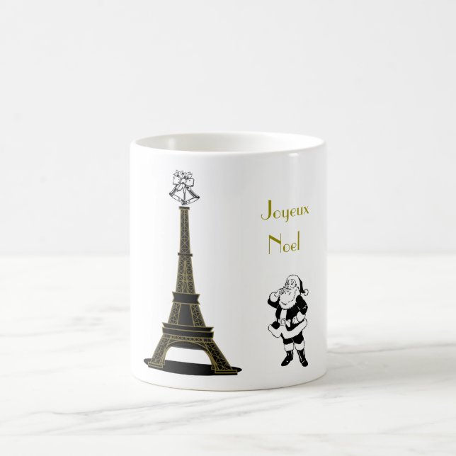 Santa Joyeux Weihnachten Eiffel Tower Paris Weihna Tasse (Mittel)