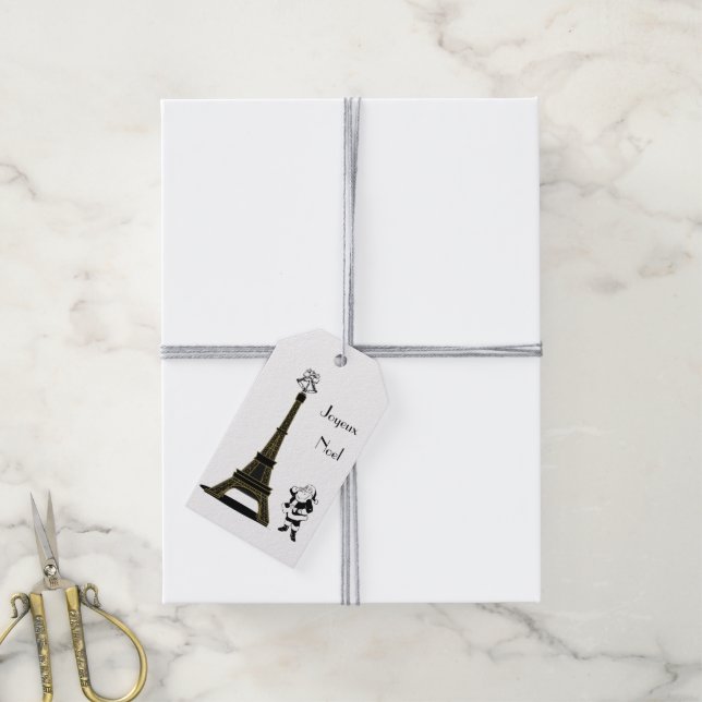 Santa Joyeux Weihnachten Paris Weihnachten Geschenkanhänger (Mit Garn)