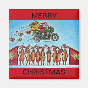 Santa Jumping Rentier auf einem Kühlschrank Magnet