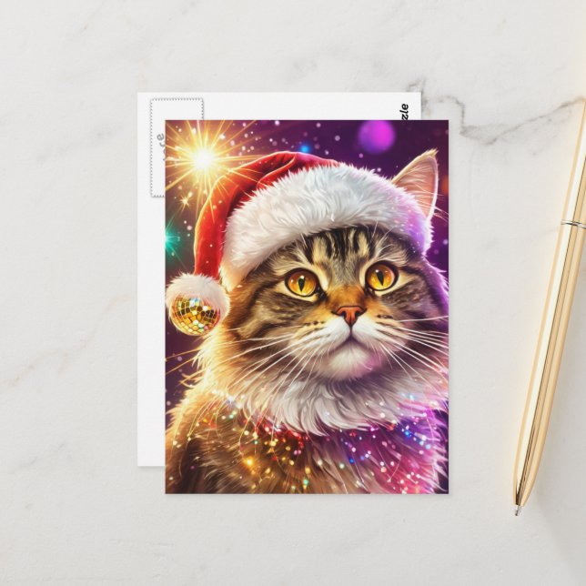 Santa Katze Postkarte (Vorderseite/Rückseite Beispiel)