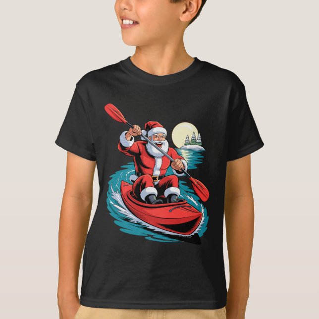 Santa Kayaking Lover Funny Holiday Christmas Xmas  T-Shirt (Vorderseite)