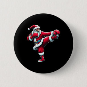 Santa Kickboxen Boxen Kicken Coole Sportarten Weih Button