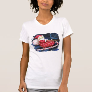 Santa Kitten in Sleigh T - Shirt für Frauen - Nied