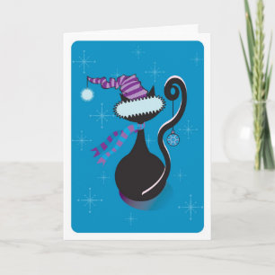 Santa Kitty Blue Card Feiertagskarte