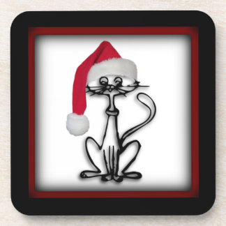 Santa Kitty Cat Frame Square Untersetzer