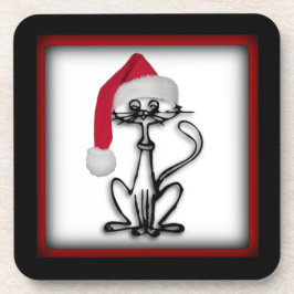 Santa Kitty Cat Frame Square Untersetzer