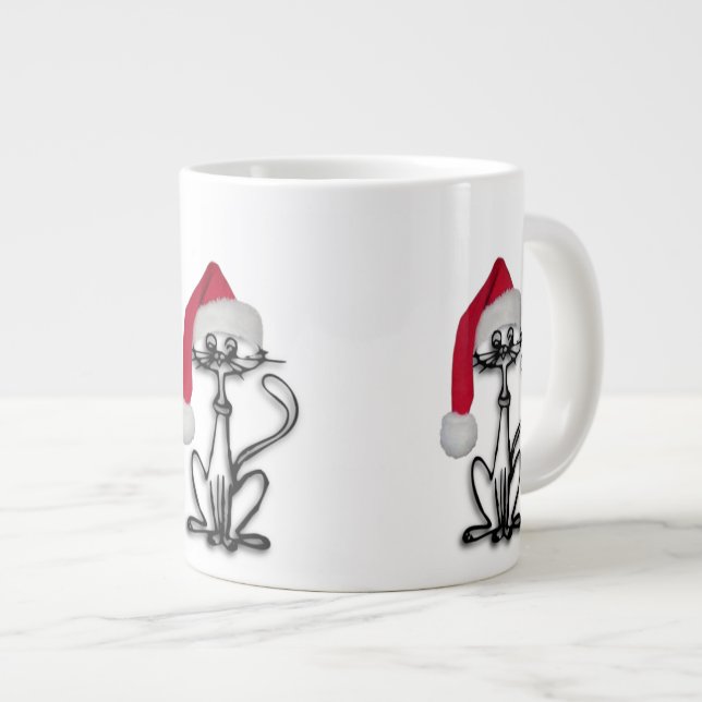 Santa Kitty Cat Jumbo-Tasse (Vorderseite Rechts)