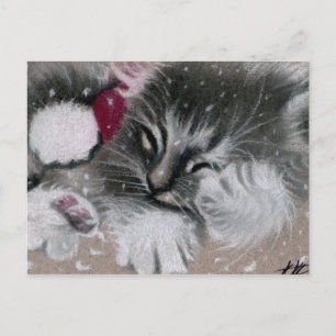 Santa Kitty Cat Postcard Feiertagspostkarte