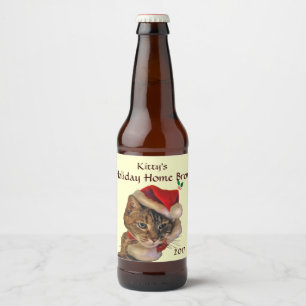 Santa Kitty Christmas Zuhause Brew Bierflaschenetikett