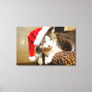 Santa Kitty Painterly Leinwanddruck