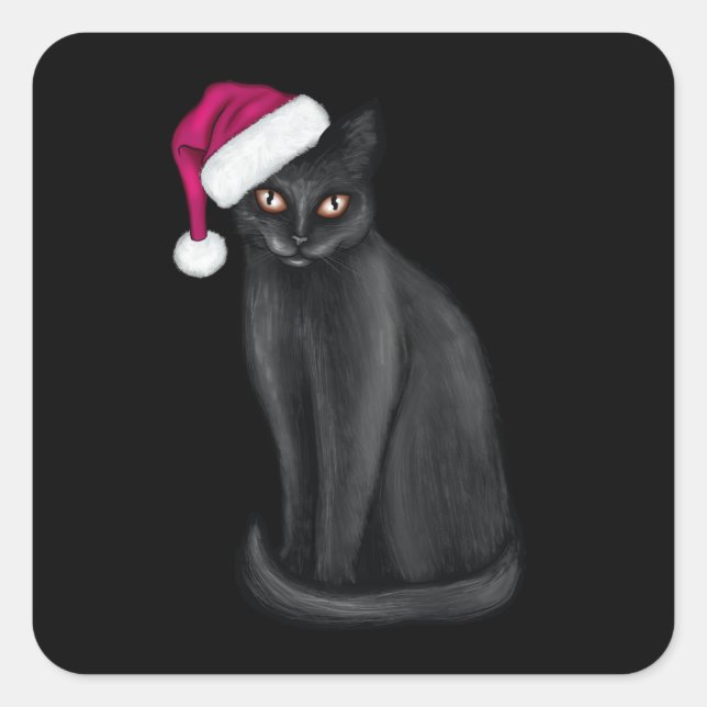 Santa Kitty Quadratischer Aufkleber (Vorderseite)