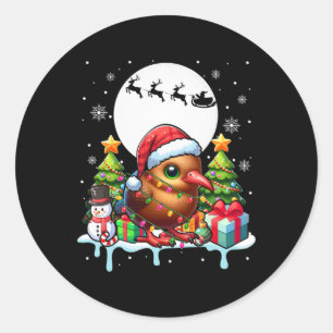 Santa Kiwi Bird Snowman Xmas Lichter farbenfrohe K Runder Aufkleber