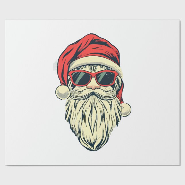 Santa-Klasse mit Brille Geschenkpapier (Flach)