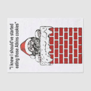 Santa klebt in einem Kaminzitterpapier fest Seidenpapier