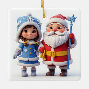 🎄 Santa Kleines Mädchen Winter Weihnachten ❄️ Keramikornament