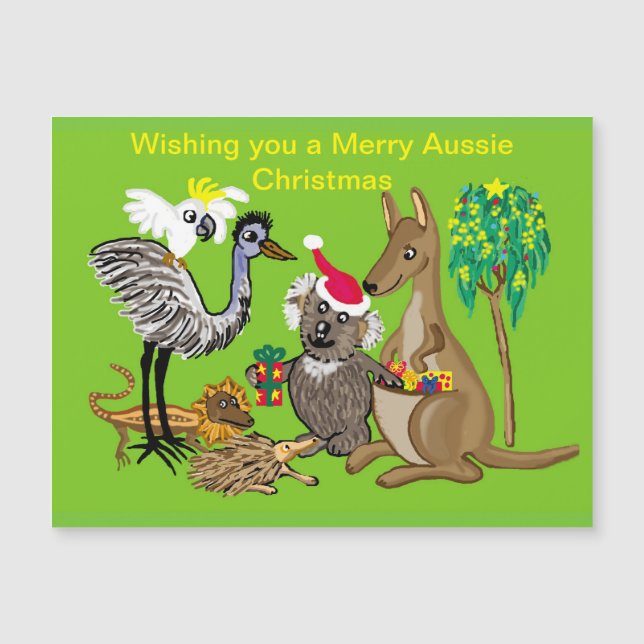 Santa koala gibt Aussie Weihnachtsgeschenke Magnetkarte (Vorderseite)