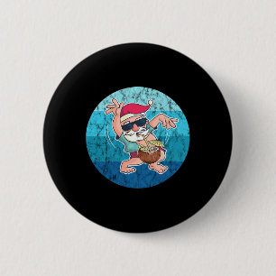 Santa Kokos Drink Vintage Ozean Wasser Weihnachten Button