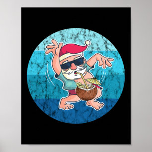 Santa Kokosnuss Getränk Vintage Ozean Wasser Weihn Poster