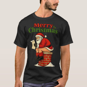 Santa kommt den Schornstein herunter Hemd Lustiges T-Shirt