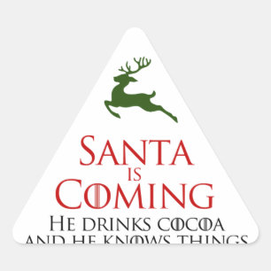 Santa kommt Funny Classic Round Sticker