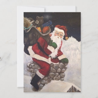 Santa kommt in den Schornstein Feiertagskarte